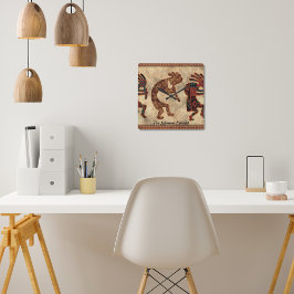 Kokopelli Southwestern Clock Vierkante Klok