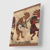 Kokopelli Southwestern Clock Vierkante Klok (Hoek)