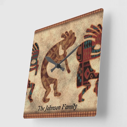 Kokopelli Southwestern Clock Vierkante Klok (Hoek)