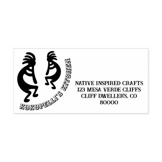 Kokopelli Southwestern Custom Business Address Zelfinktende Stempel (Design)