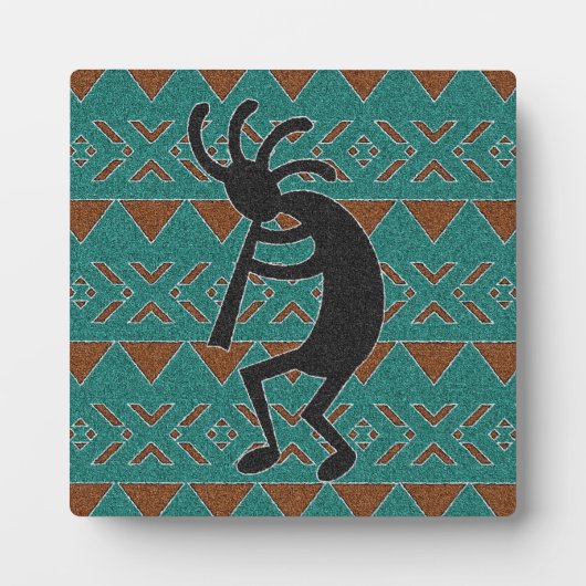 Kokopelli Southwestern Turquoise Design Fotoplaat (Voorkant)