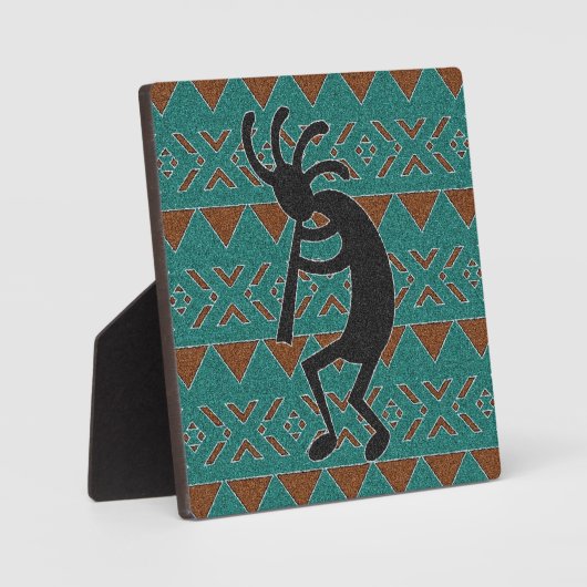 Kokopelli Southwestern Turquoise Design Fotoplaat (Voorkant)