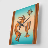 Kokopelli speelt de fluit-muur vierkante klok (Hoek)