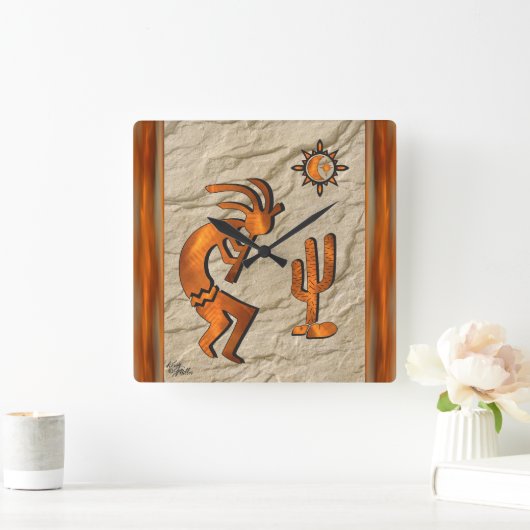 Kokopelli speelt de fluit-muur vierkante klok (Huis)