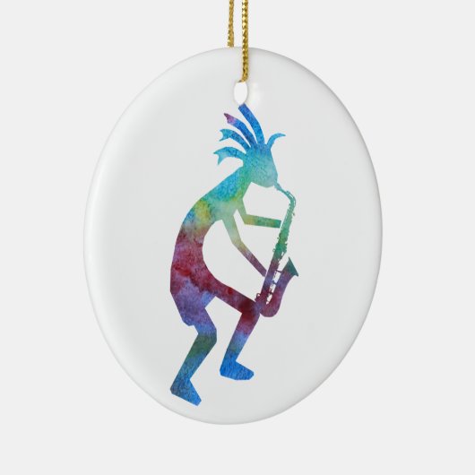 Kokopelli speelt de Sax Keramisch Ornament (Rechts)