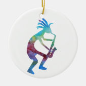 Kokopelli speelt de Sax Keramisch Ornament (Voorkant)