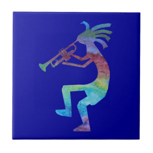 Kokopelli speelt de trumpet tegeltje