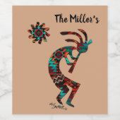 KOKOPELLI SPEELT DE VLUCHT UIT WIJN ETIKET (Enkel label)