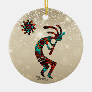 KOKOPELLI SPEELT DE VLUCHTE KERAMISCHE AANDUIDING KERAMISCH ORNAMENT