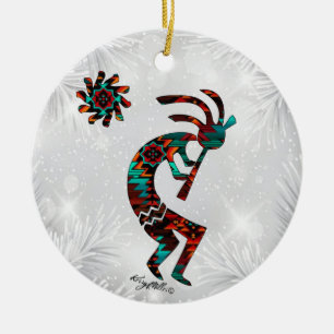 KOKOPELLI SPEELT DE VLUCHTE KERAMISCHE AANDUIDING KERAMISCH ORNAMENT