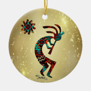 KOKOPELLI SPEELT DE VLUCHTE KERAMISCHE AANDUIDING KERAMISCH ORNAMENT
