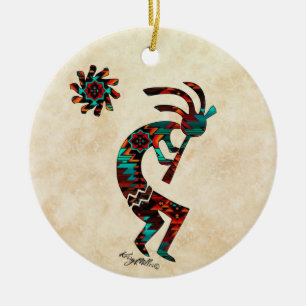 KOKOPELLI SPEELT DE VLUCHTE KERAMISCHE AANDUIDING KERAMISCH ORNAMENT