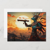 Kokopelli speelt fluit in rotsachtige heuvels van  briefkaart (Voorkant / Achterkant)