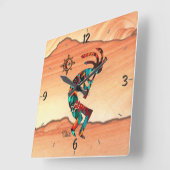 Kokopelli Square Wall Clock Vierkante Klok (Hoek)