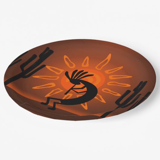 Kokopelli Sun Bronzed Sunset 9" Papieren Bordje (Gekanteld)