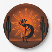 Kokopelli Sun Bronzed Sunset 9" Papieren Bordje (Voorkant)