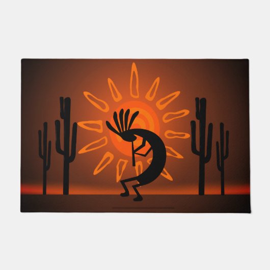 Kokopelli Sun Bronzed Sunset Desert Deurmat (Voorkant)