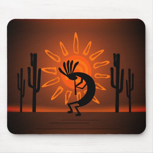 Kokopelli Sun Bronzed Sunset Mousepad Muismat (Voorkant)