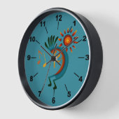 Kokopelli Sun Southwest Blauwgroen Clock (Hoek)
