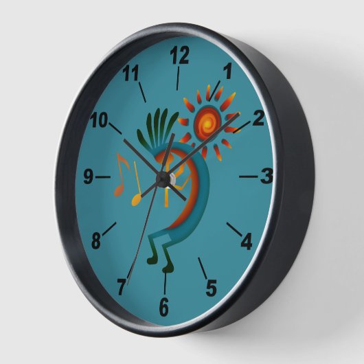 Kokopelli Sun Southwest Blauwgroen Clock (Hoek)