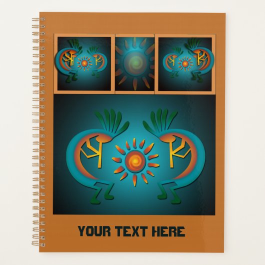 Kokopelli Sun Southwest Blauwgroen Design Planner (Voorkant)