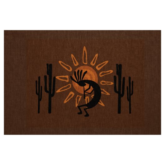Kokopelli Sun Southwest Desert Rustic Brown Stof (Fat Quarter)