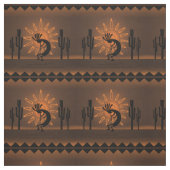 Kokopelli Sun Southwest Desert Rustic Brown Stof (Swatch)