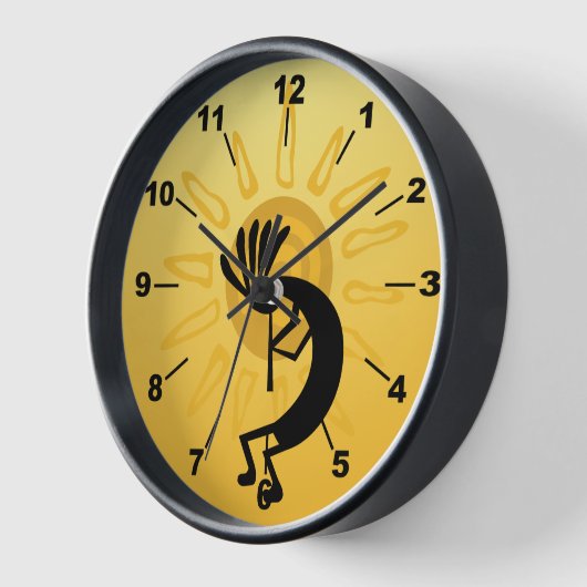 Kokopelli Sun Southwest Golden Clock (Hoek)