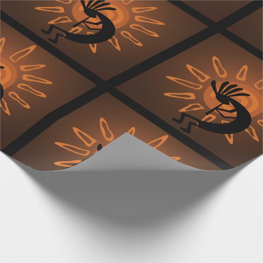 Kokopelli Sun Southwest Rustic Brown Cadeaupapier (Hoek)