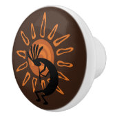 Kokopelli Sun Southwest Rustic Brown deurknop Keramische Knop (Rechts)