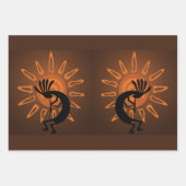 Kokopelli Sun Southwest Rustic Brown Inpakpapier Vel (Voorkant 2)
