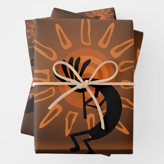 Kokopelli Sun Southwest Rustic Brown Inpakpapier Vel (In situ)