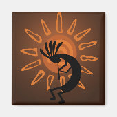 Kokopelli Sun Southwest Rustic Brown Magnet (Voorkant)