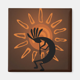 Kokopelli Sun Southwest Rustic Brown Magnet