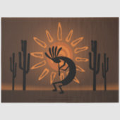 Kokopelli Sun Southwest Rustic Brown ontleeppagina Tissuepapier (Voorkant)