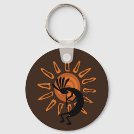 Kokopelli Sun Southwest Rustic Brown Sleutelhanger