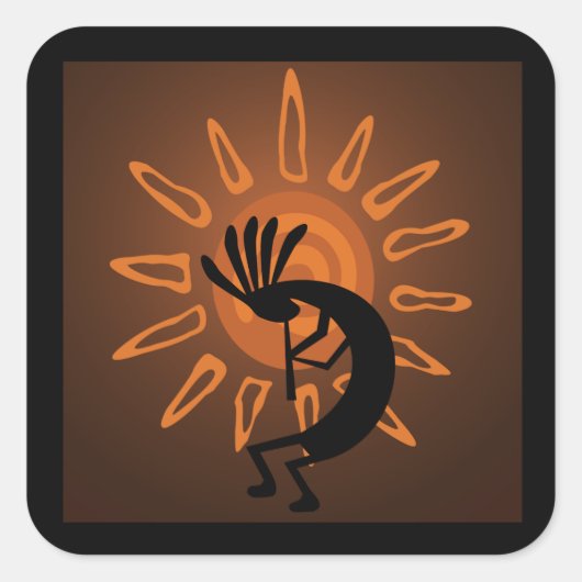 Kokopelli Sun Southwest Rustic Brown Sticker (Voorkant)