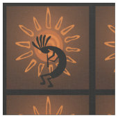 Kokopelli Sun Southwest Rustic Brown Stof (Close Up)