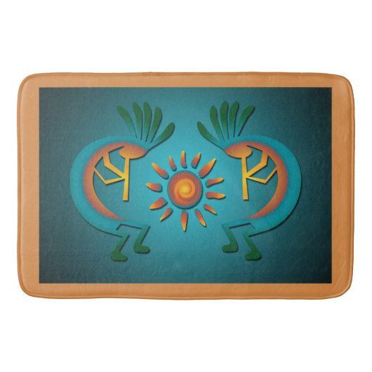 Kokopelli Sun Southwest Turquoise Badmat (Voorkant)