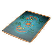 Kokopelli Sun Southwest Turquoise Bath Mat (Gekanteld)