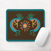 Kokopelli Sun Southwest Turquoise Brown Mousepad Muismat (Met muis)
