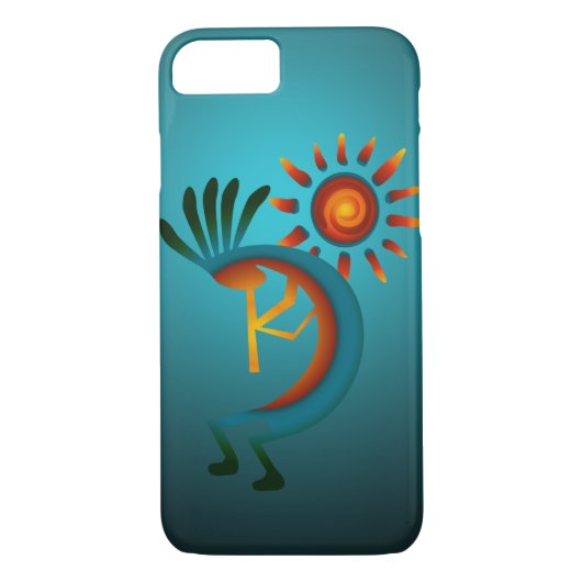 Kokopelli Sun Southwest Turquoise Case-Mate iPhone Case (Achterkant)