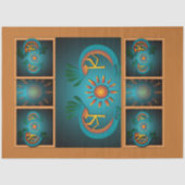 Kokopelli Sun Southwest Turquoise Decoupage Tissuepapier (Voorkant)
