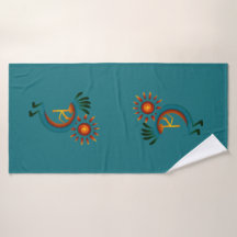 Kokopelli Sun Southwest Turquoise Towel Set