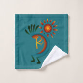 Kokopelli Sun Southwest Turquoise Towel Set Bad Handdoek (Wasdoekje)
