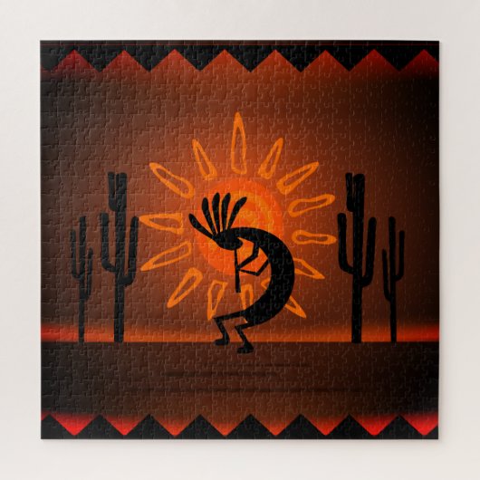 Kokopelli Sun Sunset Landscape 20 x 20 inch Legpuzzel (Verticaal)