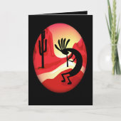 Kokopelli Sunset Black Wenskaart Kaart (Voorkant)