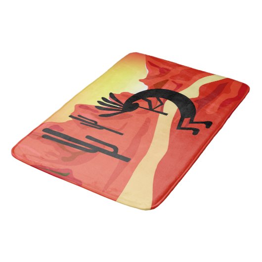 Kokopelli Sunset Desert Landscape Bath Mat (Gekanteld)