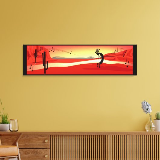 Kokopelli Sunset Desert Landscape Canvas Print (Insitu (Woonkamer))