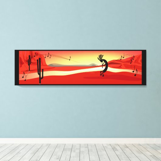 Kokopelli Sunset Desert Landscape Canvas Print (Insitu (Houten vloer))
